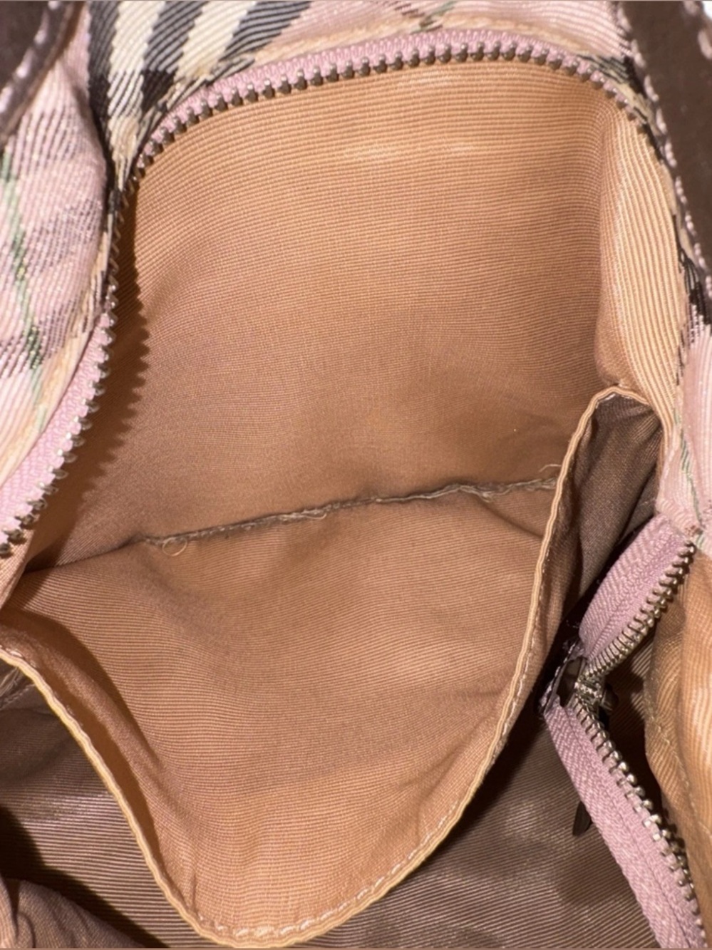 Vintage Burberry Blue Label Pink Nova Check Canvas Brown Leather Crossbody Bag - Picture 16 of 16